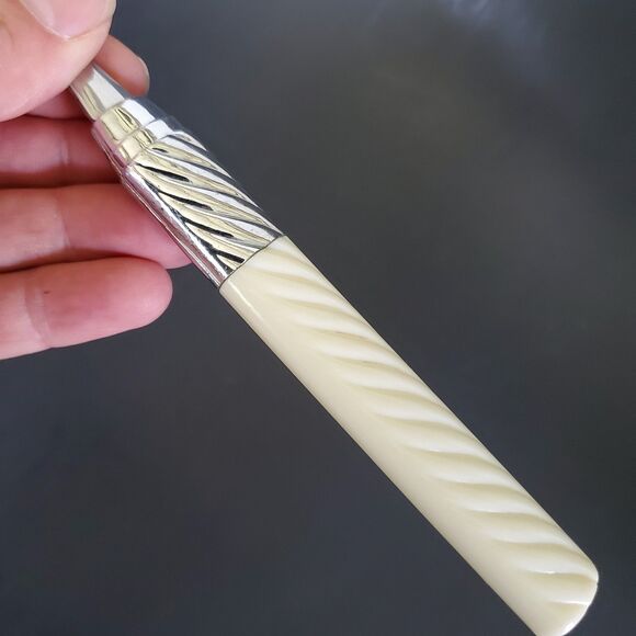 16ct Washington Forge Stainless Flatware Utensils White Plastic Swirl Handle Vtg - Picture 7 of 12